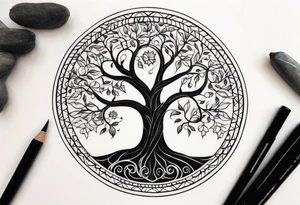 Tree of life with two dates tattoo idea