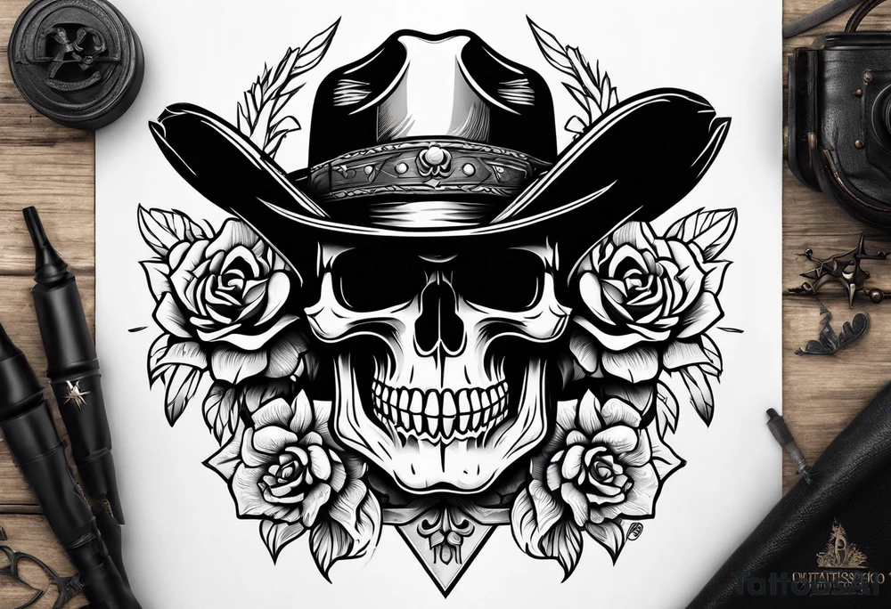 cowboy skull tattoo idea