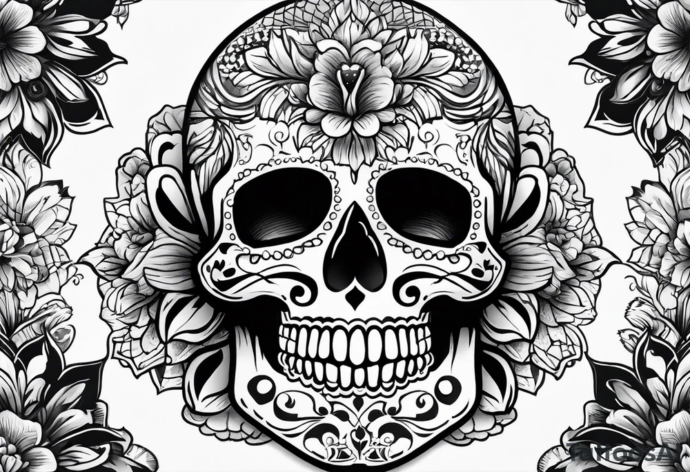 Day of the dead skull with shading tattoo idea