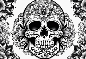 Day of the dead skull with shading tattoo idea