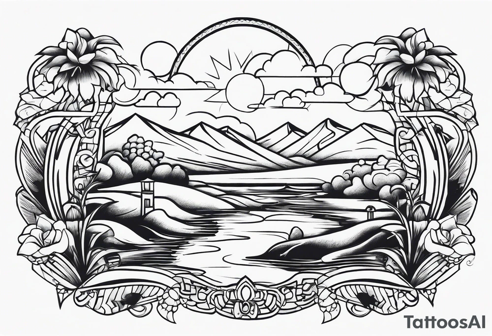Chicano style scenary tattoo idea