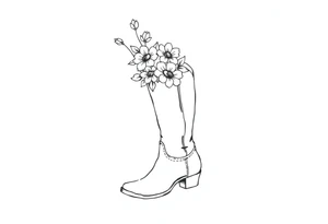 cow girl boot with flowers coming out of it tattoo idea