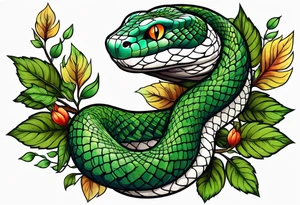 snake with leaves tattoo idea