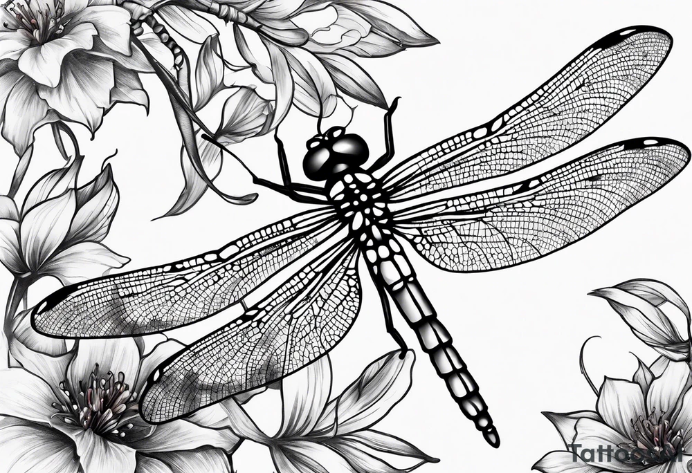 Dragonfly with name Okah and Heather tattoo idea