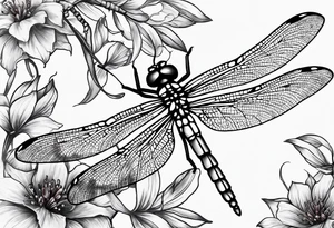 Dragonfly with name Okah and Heather tattoo idea