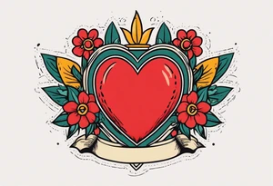 sacred heart vintage traditional tattoo simple sketch old school bold colors with banner christian
sympbol
flowers tattoo idea
