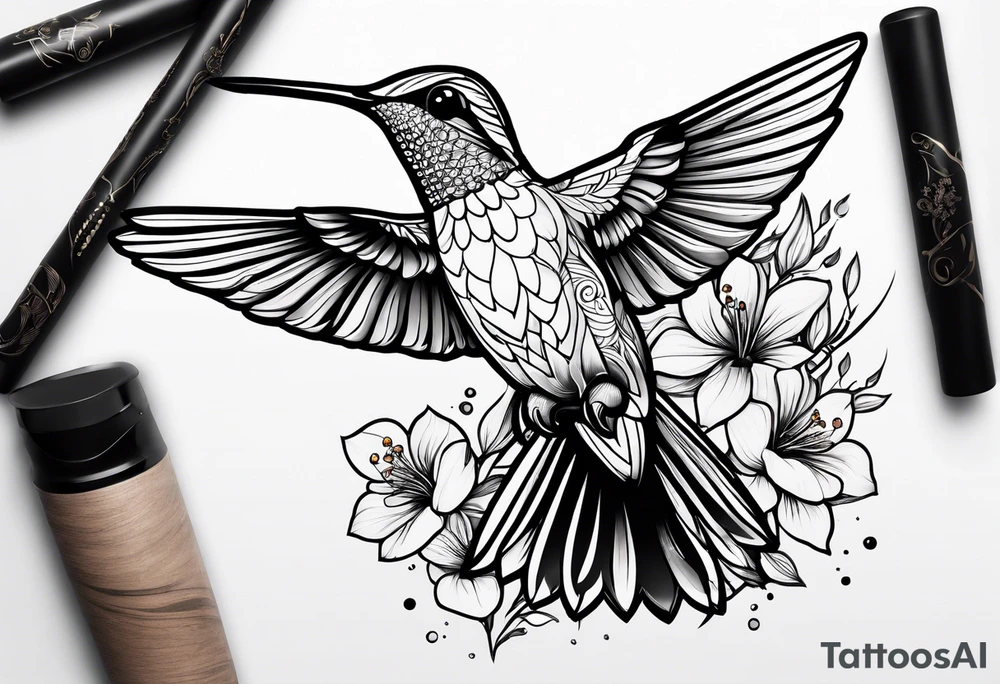 one hummingbird w/ dogwood flowers tattoo idea
