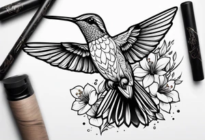 one hummingbird w/ dogwood flowers tattoo idea
