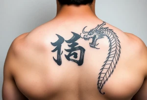 A Chinese word nine combined to a Chinese dragon tattoo idea