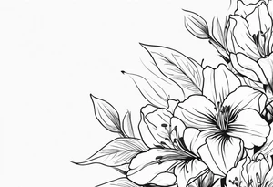 alstroemeria flowers surrrounded by greenary with powerful words some where in the tattoo more minimalist tattoo idea