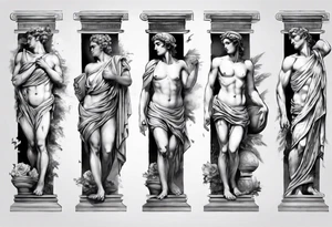 GREEK STATUES 
ARM SLEEVE 
REALISTIC tattoo idea