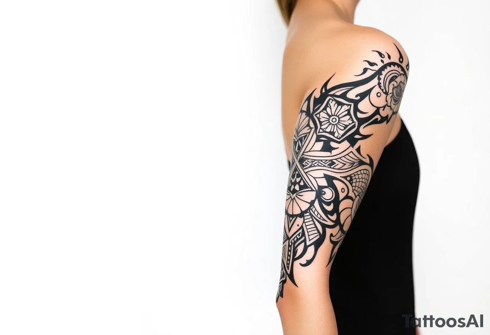 shaman style mytical mandala tattoo idea