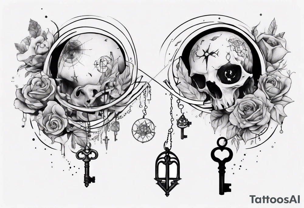 Matching tattoos with key and home in cancer horoscope tattoo idea