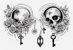 Matching tattoos with key and home in cancer horoscope tattoo idea
