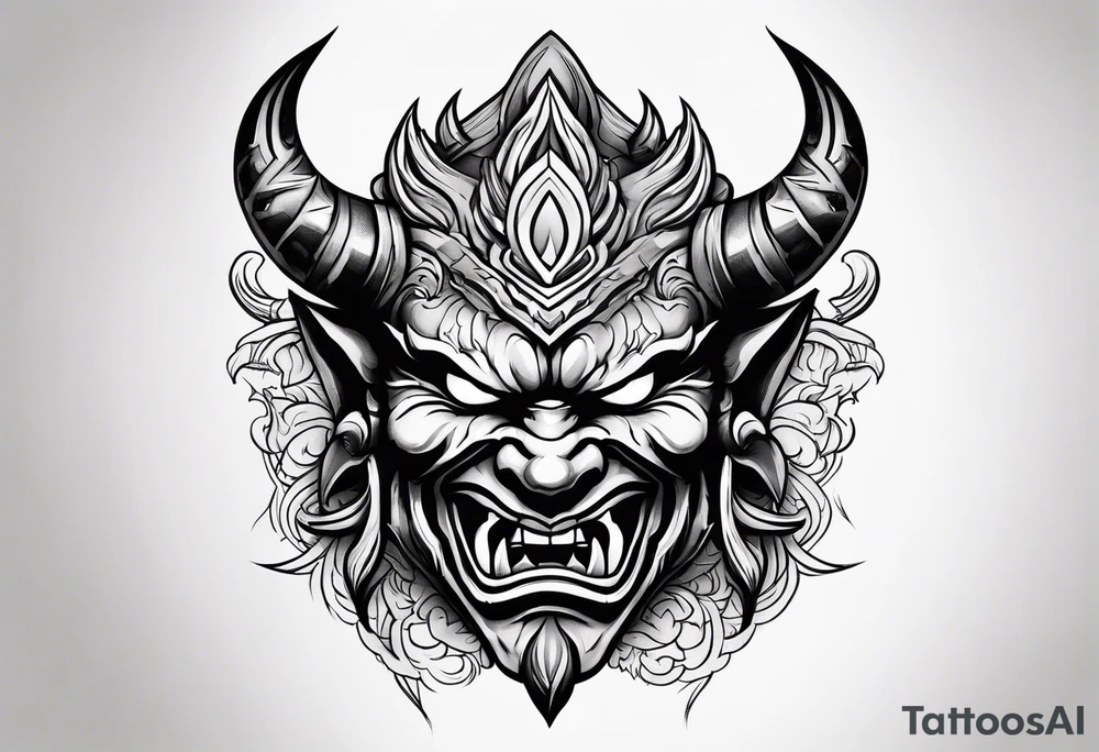 Evil oni mask tattoo idea