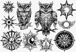 symbol eines Kriegers Wasser Eule Sonne 
Sapere Aude tattoo idea