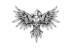 majestic eagle spreading wings against mountain peaks tattoo idea
