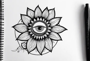 Oeil de ra et tournesol simple tattoo idea