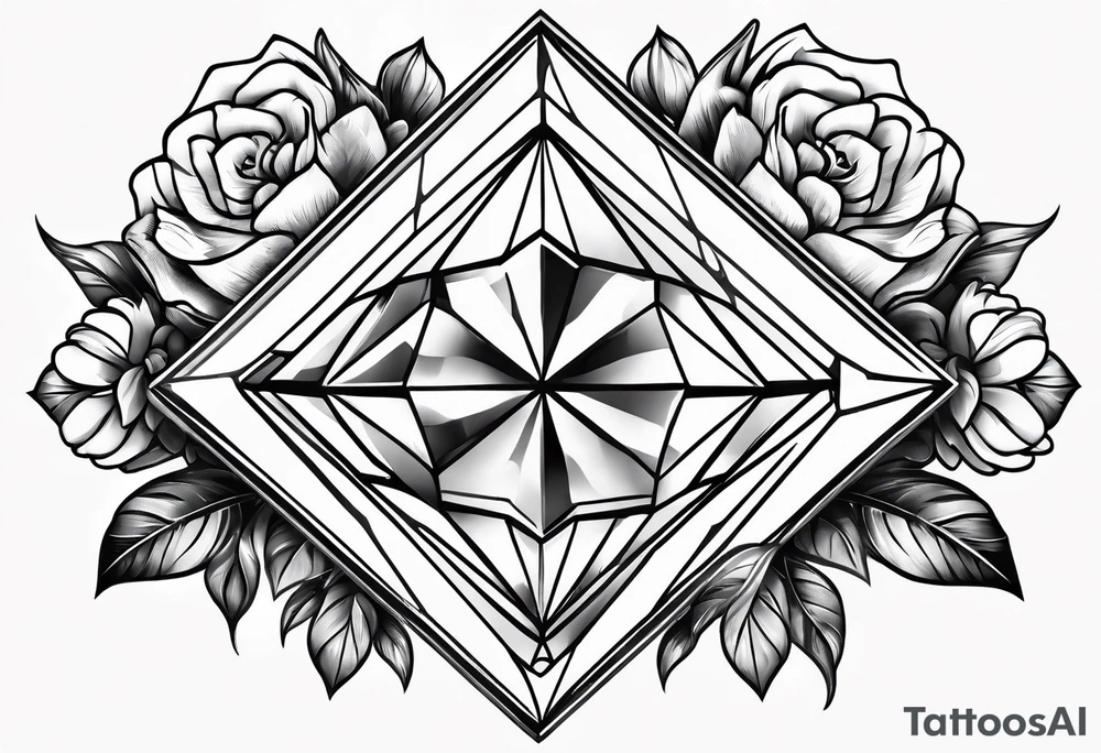 Big diamonds and flowers tattoo idea