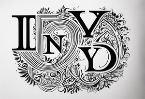 I want a minimal tattoo with combination of the letters Y and D tattoo idea