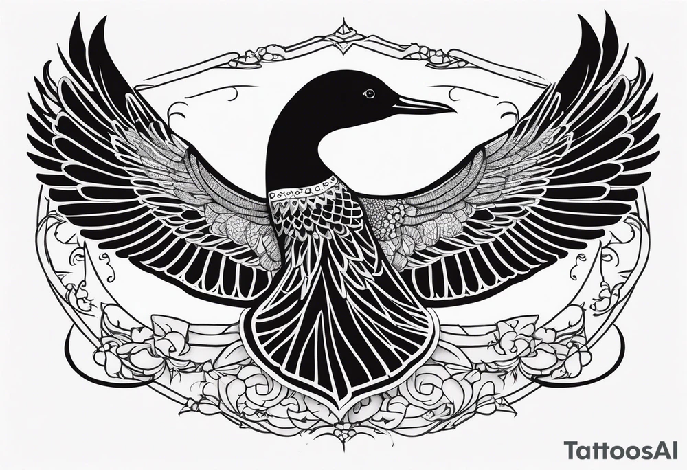 Loon stretching wings tattoo idea