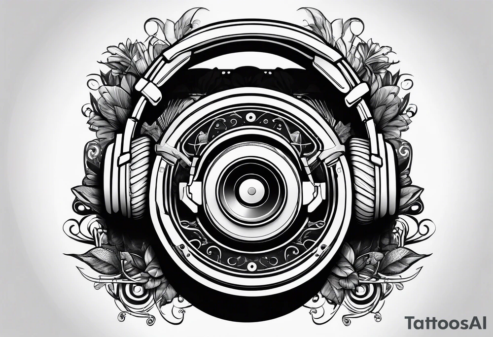 Dj decks and headphones tattoo idea