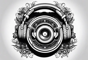 Dj decks and headphones tattoo idea