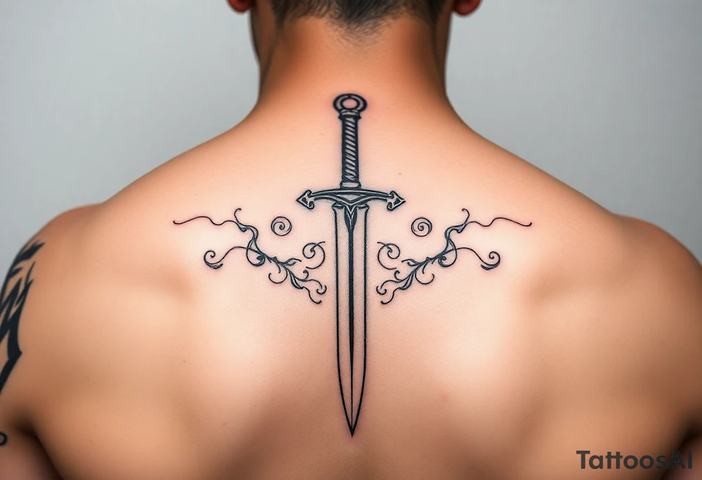 Arabian gothic style tattoo with a sword tattoo idea