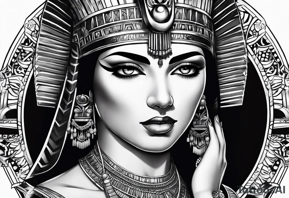 Cleopatra's face semi realism tattoo idea