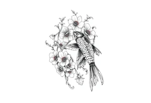 Exotic birds, Exotic flowers, Coi fish tattoo idea