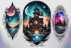 Small cottagecore galaxy tattoo idea