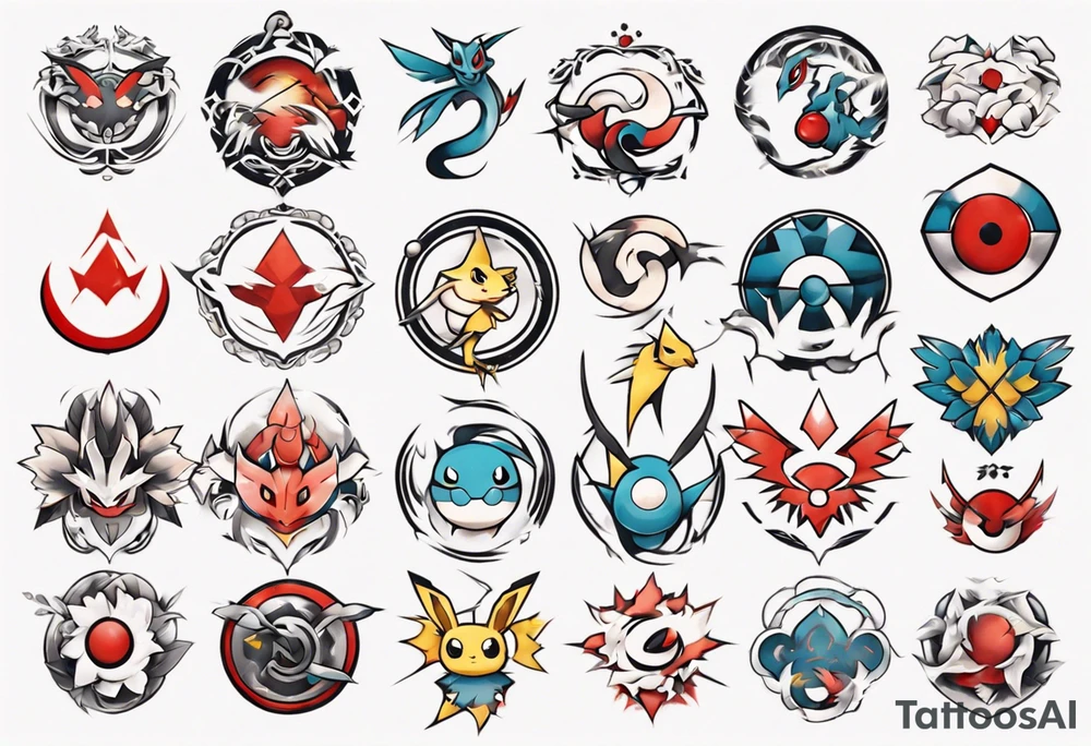 Pokémon symbols elegant and playful tattoo idea
