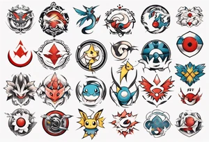 Pokémon symbols elegant and playful tattoo idea