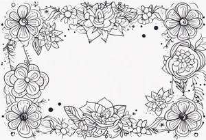 mexican fine line floral with stars, swirls, dots tattoo idea