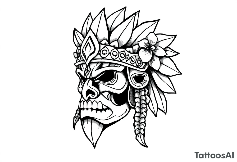 Hawaiian warrior helmet tattoo idea