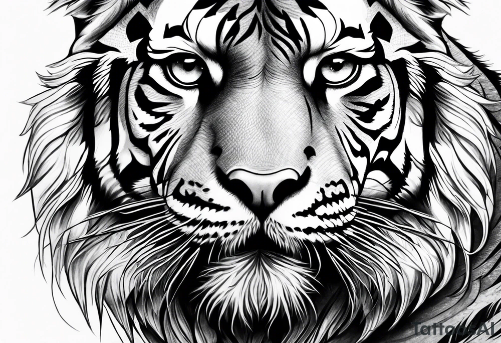 Tiger with owl eyes tattoo idea