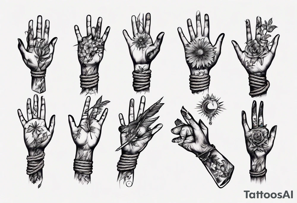 a hand with rope tattoo idea