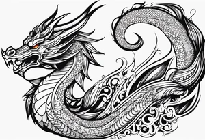 An ornate dragon breathing fire, with intricate scales and a fierce expression, symbolizing power and protection.” tattoo idea