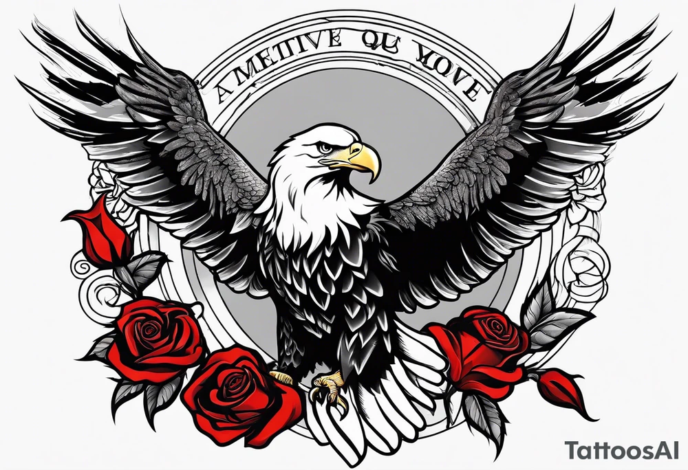 American eagle, flag and a rose tattoo idea