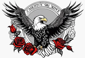 American eagle, flag and a rose tattoo idea