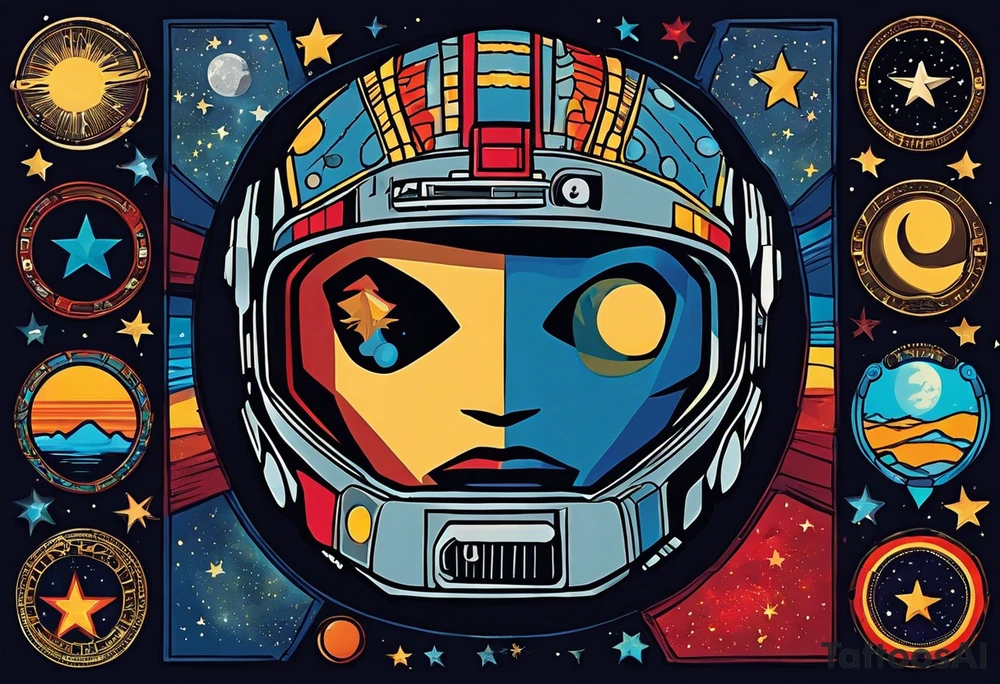 I want a tattoo with the idea and imagery about overcoming depression. I am particularly attached to the the idea of Kid Cudi’s man on the moon and man on the moon type imagery. I would like the general theme to be space related. I like the image of star lord and yondu from guardians of the galaxy when they are floating into space and yondu says I wasn’t your father but I am your daddy. General sci fi and space themes are welcome. Overall, I want a sense of overcoming difficulties. tattoo idea