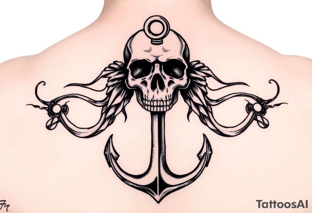 anchor and skull tattoo idea