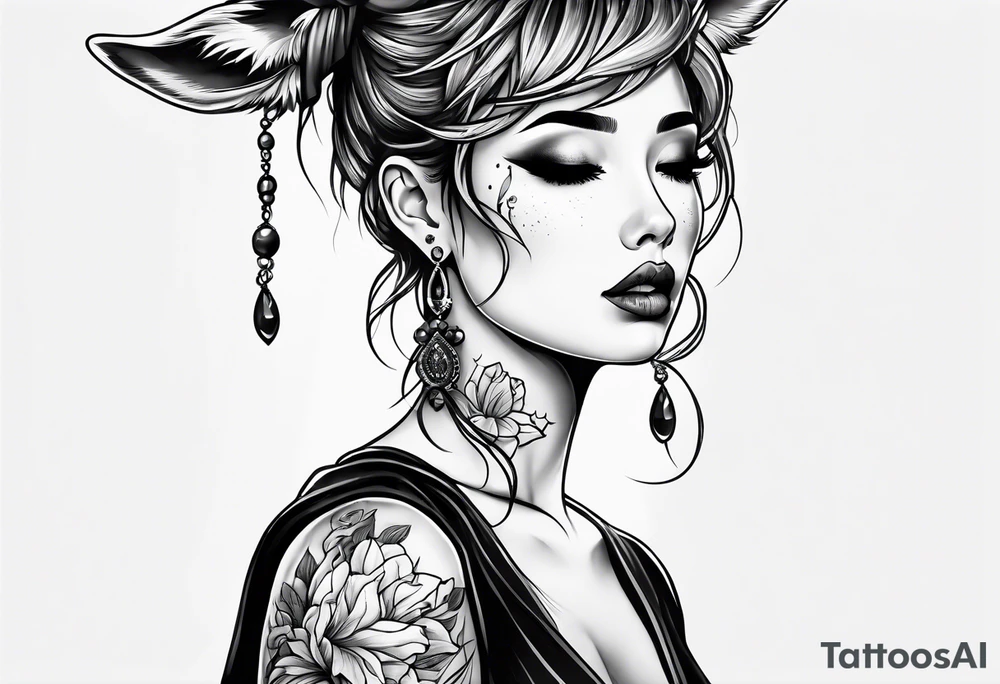 dark themed crying fawn messy lines tattoo idea