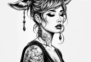 dark themed crying fawn messy lines tattoo idea