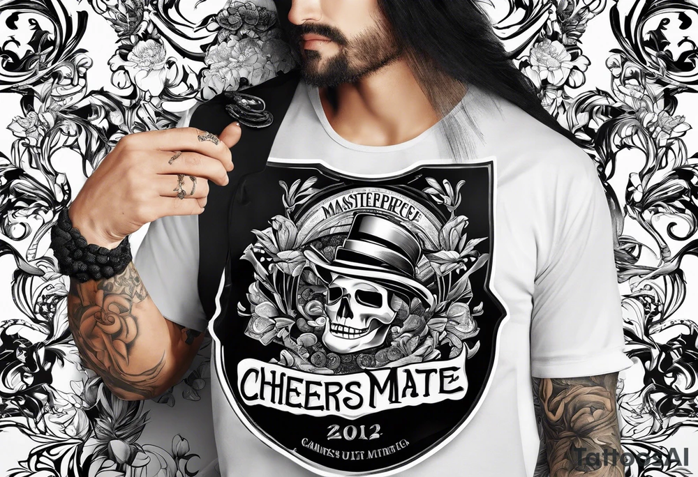 Cheers Mate text, armband +Cancer Ribbon tattoo idea