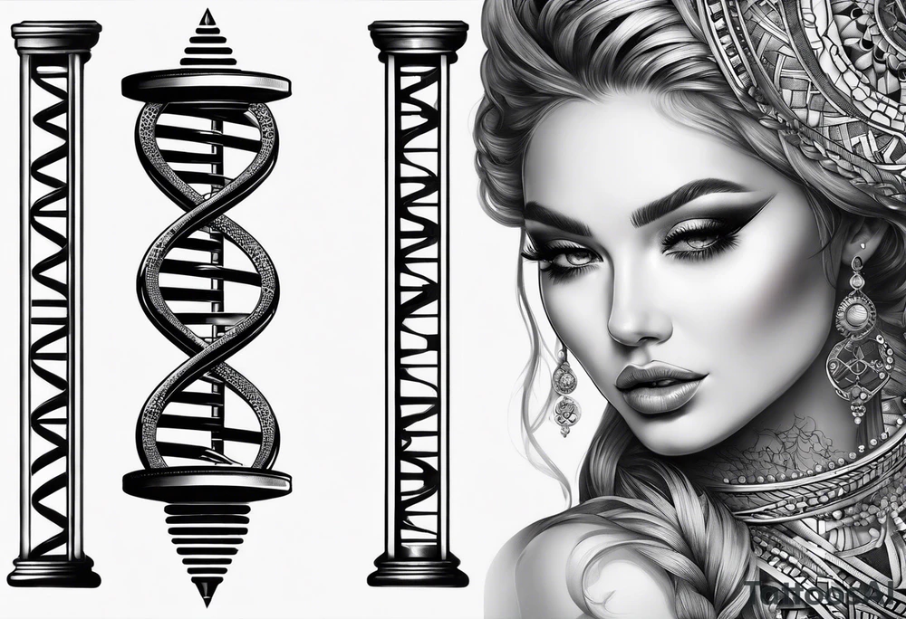 detailed DNA double helix realistic tattoo idea