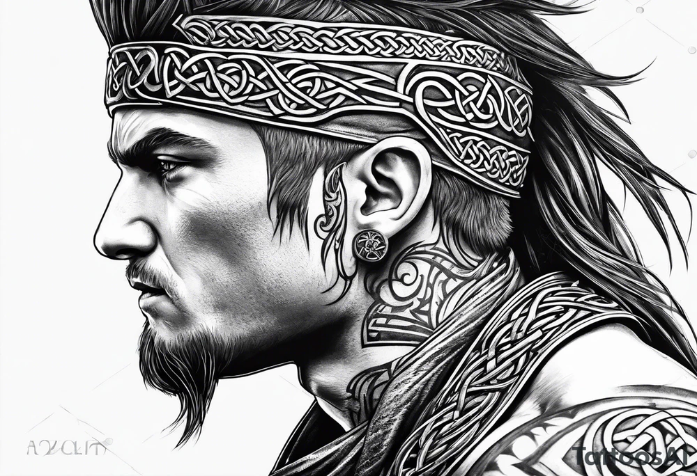 Celtic warrior side profile tattoo idea