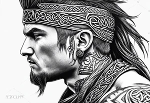 Celtic warrior side profile tattoo idea