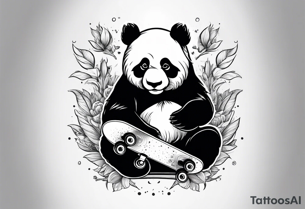 panda on a skatebord tattoo idea