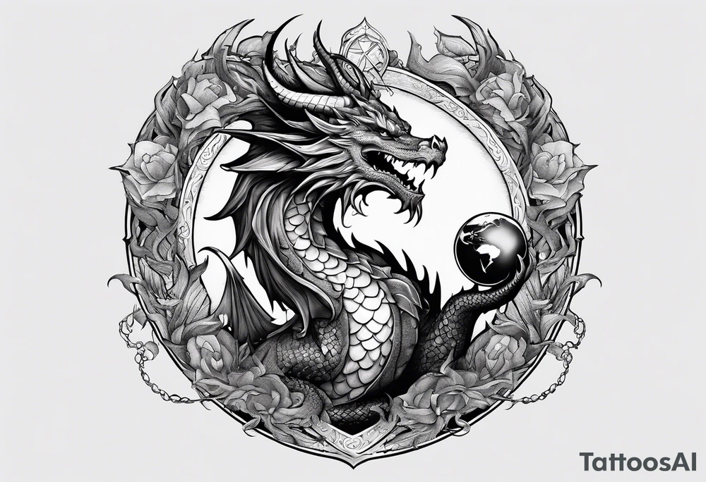 dragon of tyr holding orb tattoo idea